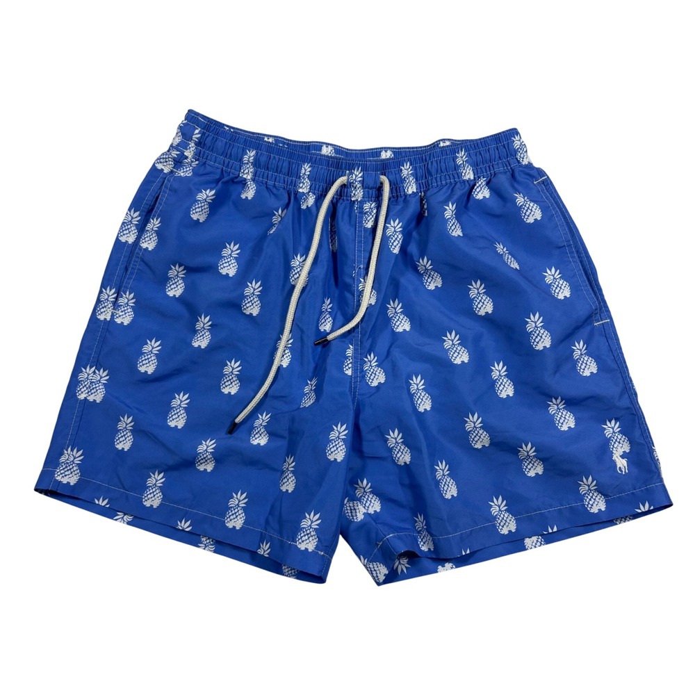 Polo Ralph Lauren Swim Trunks Mens Large Blue Pineapple Print Mesh Lined Shorts